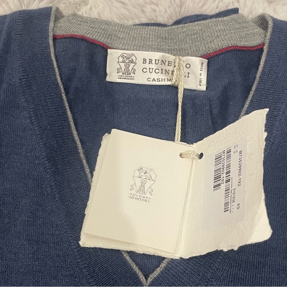 Brunello Cucinelli Cashmere V neck Sweater Size 54/XL - Picture 2 of 8